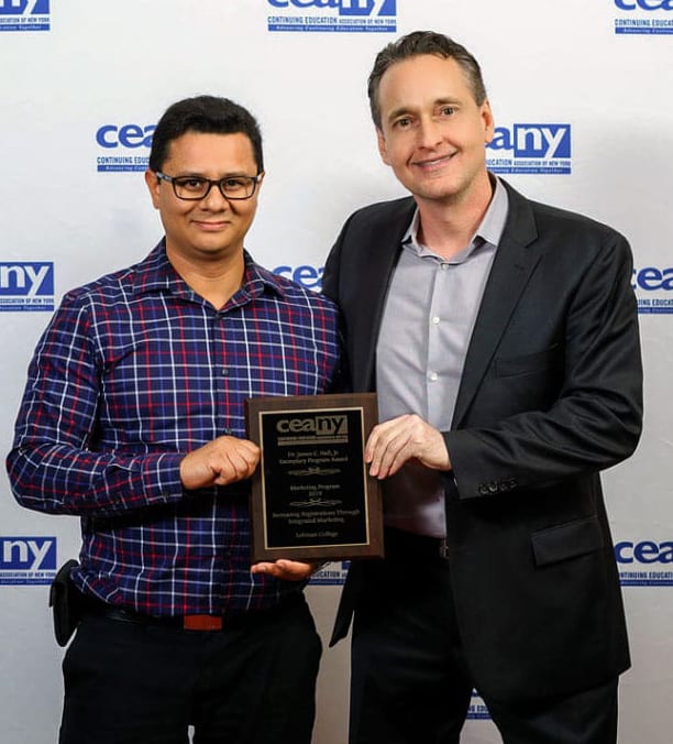 David Stevens - Chief Strategy Officer and Lead User Experience (UX) Designer accepting the international higher education award for best digital marketing platform in continuing education 2019