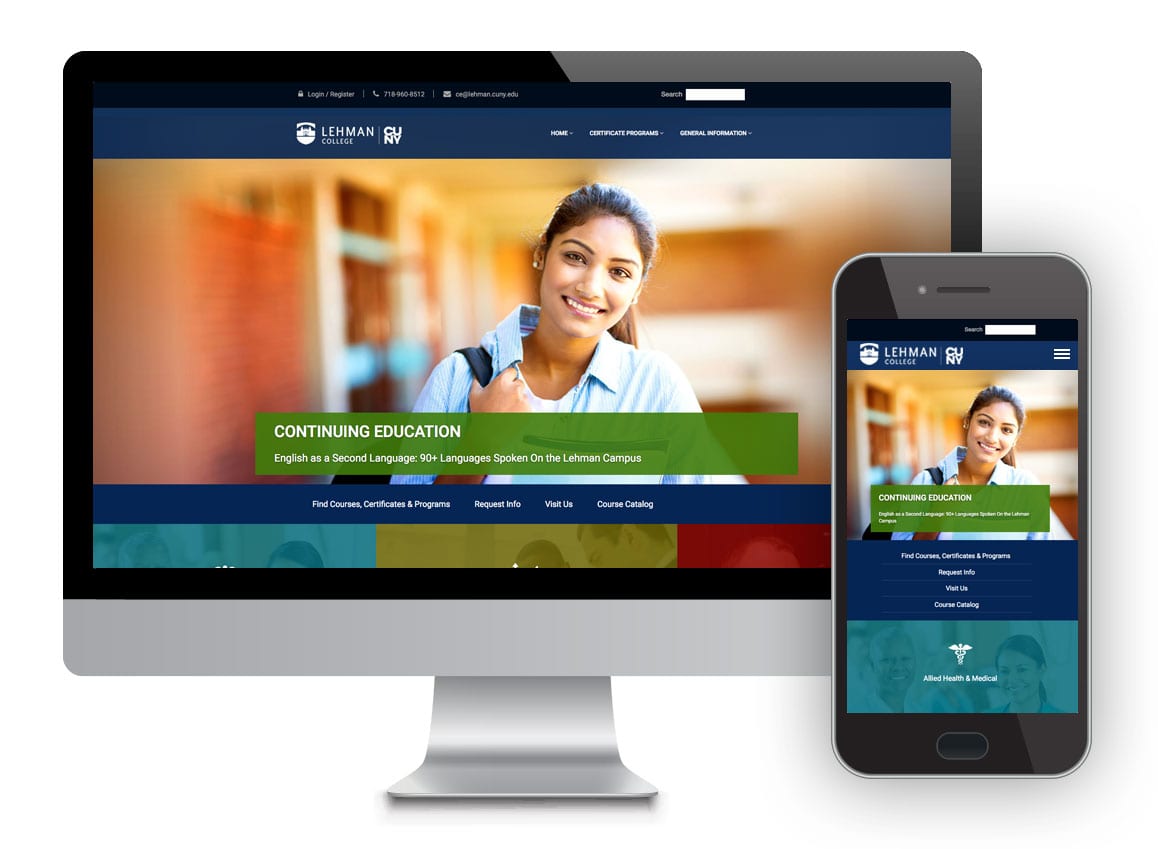 image showing lehman college school of continuing education's international award winning website redesign and digital marketing platform - David Stevens, Chief Strategy Officer and Lead UX Designer at Digital Jibe New York City